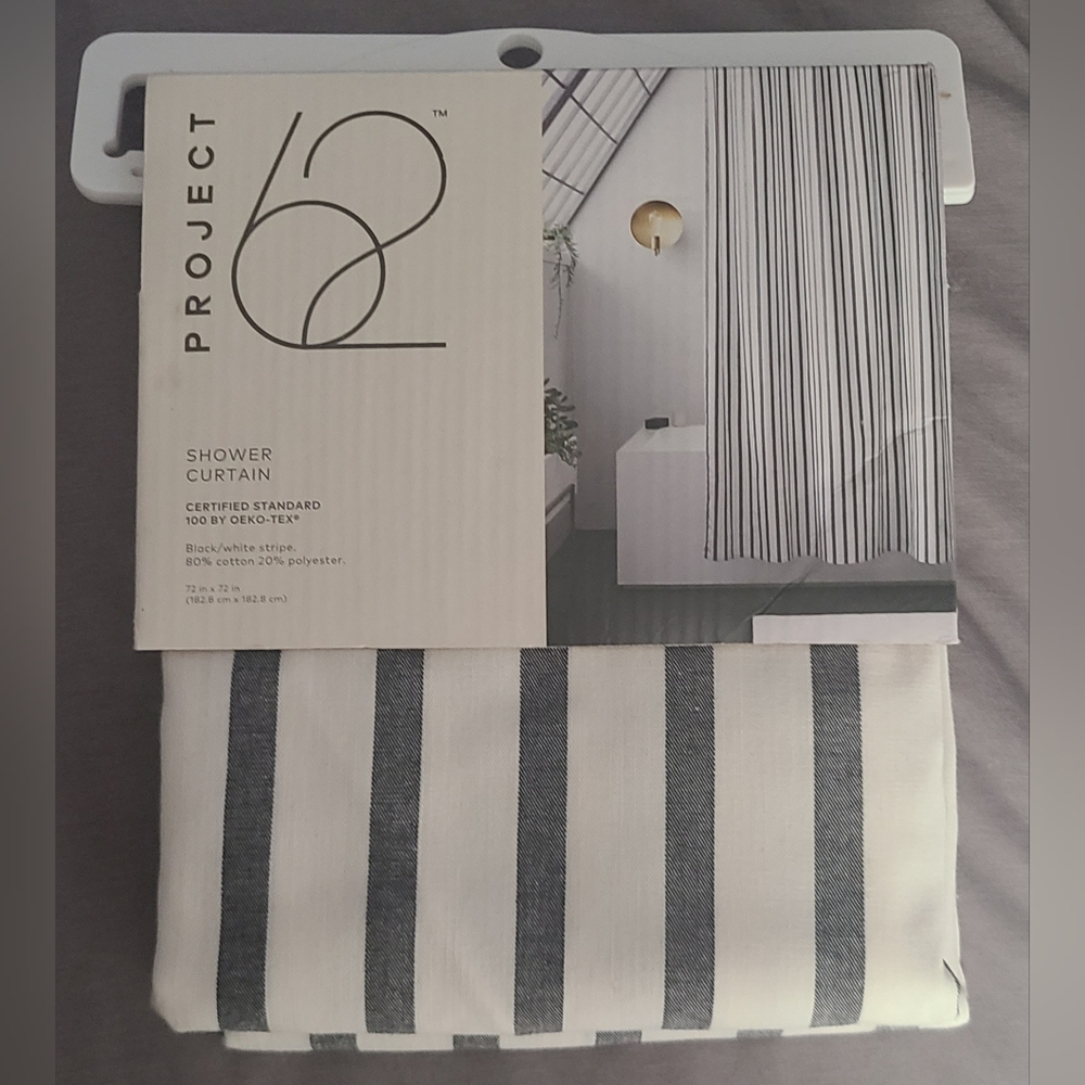 72 in Cream & Black Shower Curtain